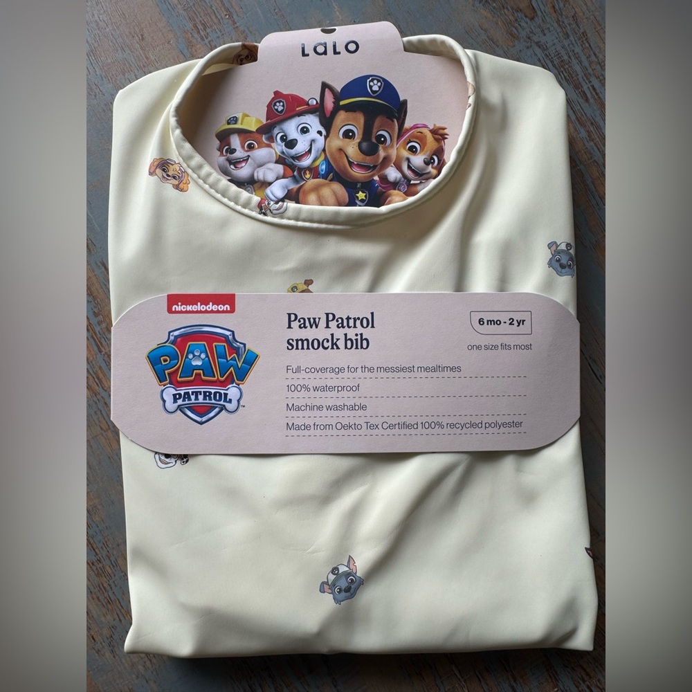 NWT Lalo Paw Patrol Smock Bib Art Smock